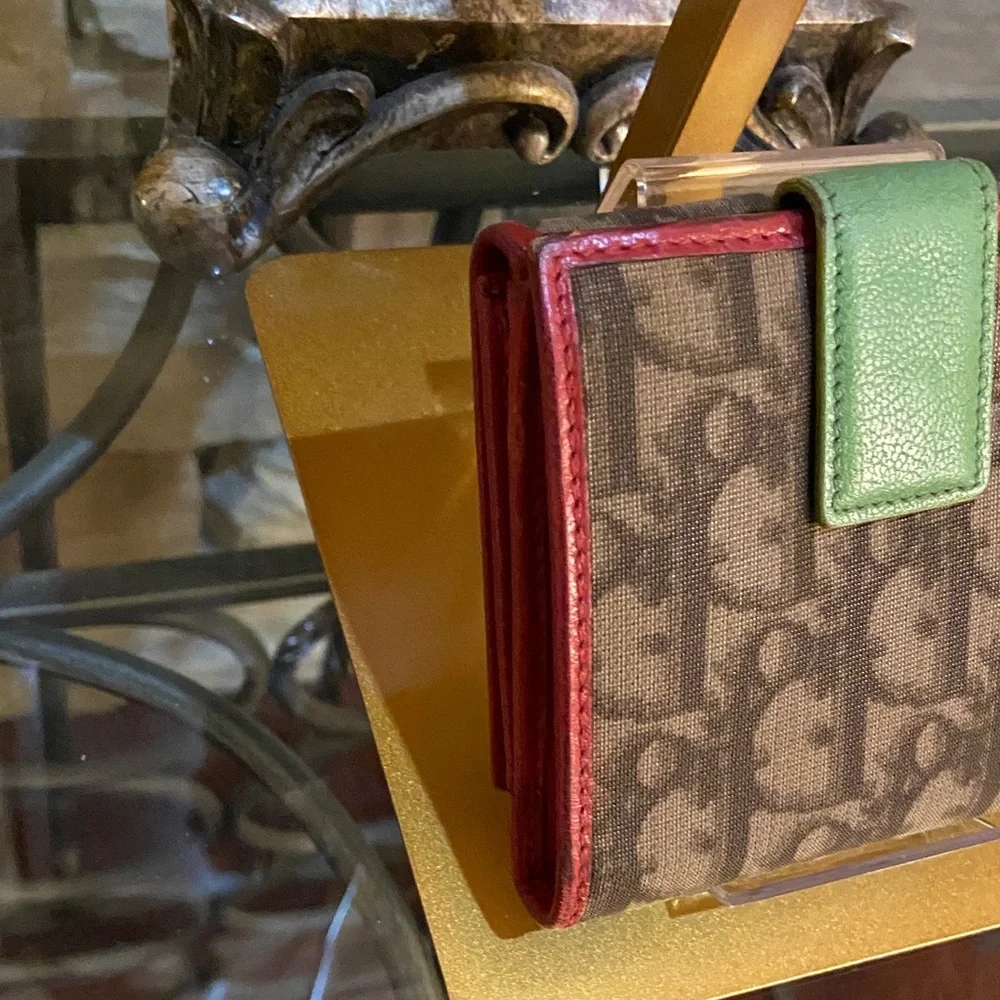 Dior Brown and Red Wallet with Yellow Accent #2